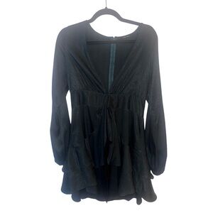 Green Long Sleeve Mini Dress